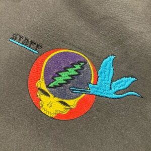 Grateful Dead Marine Layer Double Sided Embr Hoodie with Drawstrings RIP Weir